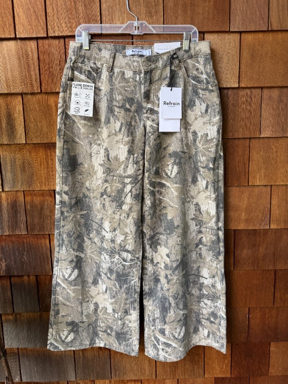 NWT Refrain los angeles Camouflage Printed Wide Leg Pants Jeans Size 9/29